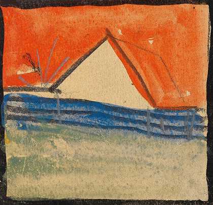 篱笆后面的山墙`Abstrahierter Giebel hinter einem Zaun (1918) by Egon Schiele