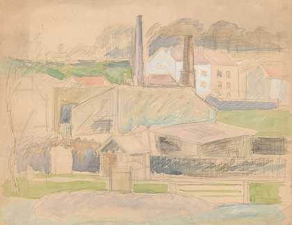 城市景观素描`Sketch of a city landscape (1917 ~ 1936) by Zygmunt Waliszewski