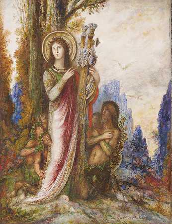 诗人与萨提尔`Poet And Satyrs (C. 1890~1895) by Gustave Moreau