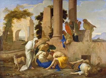 托比特埋葬死者`Tobit Burying the Dead (1640s) by Andrea di Lione
