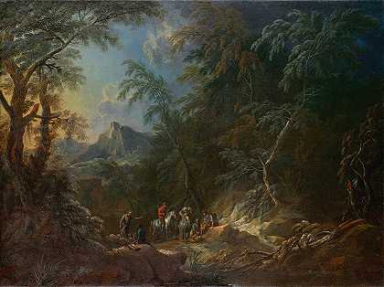 森林景观晚上`Waldlandschaft ;Abend by Maximilian Joseph Schinnagl