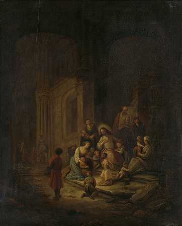上帝保佑孩子们`Christ Blessing the little Children (1640 ~ 1672) by Jacob Willemsz De Wet