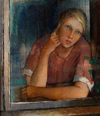 橱窗里的女孩`Tyttö ikkunassa (1930) by Alvar Cawén
