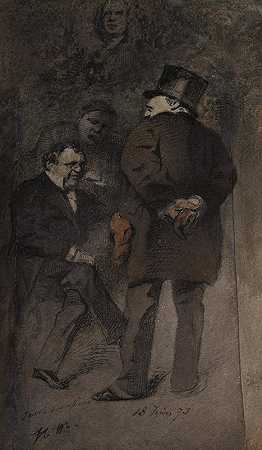 谈话`A Conversation (1873) by Henry Bonaventure Monnier