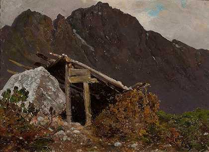 塔特拉山景观`Tatra Mountain landscape (from 1894) by Wojciech Gerson