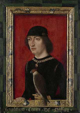 纳索伯爵恩格尔伯特二世画像`Portrait of Engelbert II, Count of Nassau (c. 1480 ~ c. 1490) by Master of the Portraits of Princes