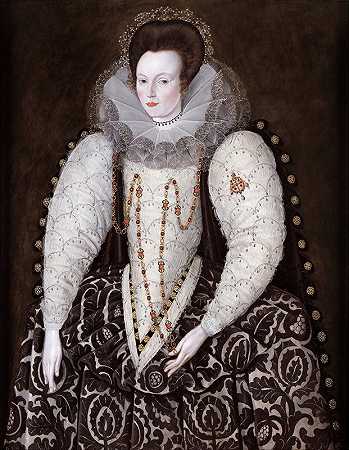 弗朗西斯，雷奈尔夫人，德文郡西奥格韦尔`Frances, Lady Reynell, of West Ogwell, Devon (circa 1595) by Robert Peake the Elder