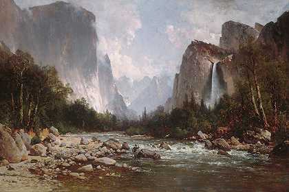 约塞米蒂山谷景观`View of Yosemite Valley (1885) by Thomas Hill