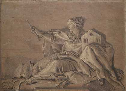 代表欧洲的寓言人物`Allegorical Figure Representing Europe by Giovanni Domenico Tiepolo