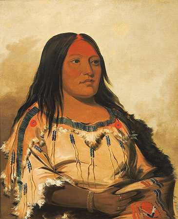 Eeh-Nís-Kim，水晶石，酋长的妻子`Eeh~Nís~Kim, Crystal Stone, Wife of The Chief (1832) by George Catlin