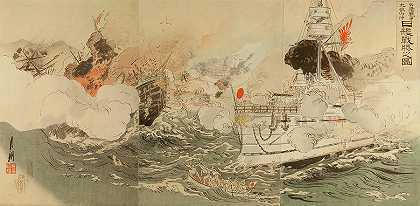 中日战争——日本海军在大孤山附近取得胜利`Sino – Japanese War – The Japanese Navy Victorious off Takushan