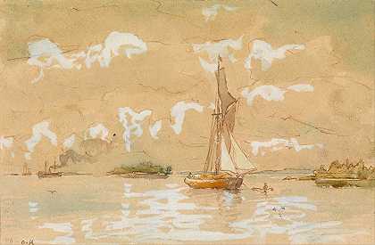 海洋景观`Sea landscape (1890 ~ 1919) by Oscar Kleineh
