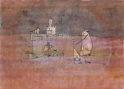 阿拉伯小镇前的一集`Episode Before an Arab Town (1923) by Paul Klee