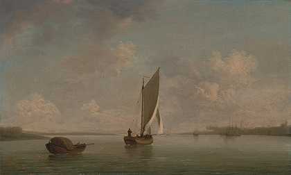 微风吹拂下的船帆`A Smack Under Sail in a Light Breeze in a River ( 1756 ~ 1759) by Charles Brooking