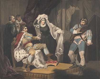 关于王座的戏剧人物`Theatrical Figures About a Throne by Richard Westall