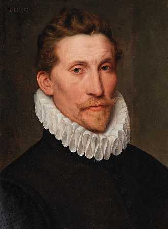一位绅士的肖像，半身长，戴着白色的头巾`Portrait Of A Gentleman, Bust~Length, In A White Ruff by Frans Pourbus The Elder