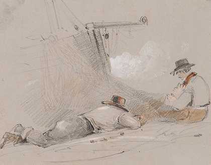 补网`Mending Nets (1840~65) by George Bryant Campion