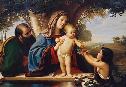 圣约翰的神圣家庭`Holy Family with St. John (1855) by Edward Von Steinle