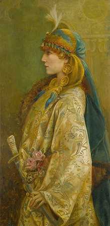 Sarah Bernhardt在中扮演Roxanna的肖像阿德里安·莱考尔`Portrait Of Sarah Bernhardt As Roxanna In ;adrienne Lecouvreur (1893) by Walford Graham Robertson