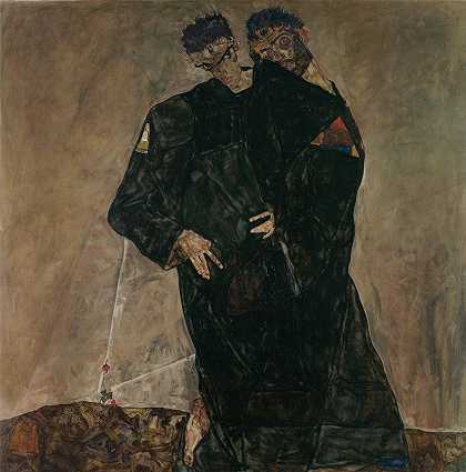 隐士`The Hermits (1912) by Egon Schiele