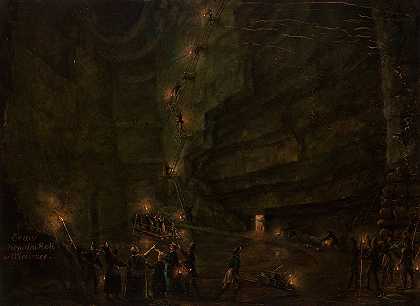 维利茨卡盐矿的池塘`Pond in the Salt Mine at Wieliczka (1850) by Teodor Baltazar Stachowicz
