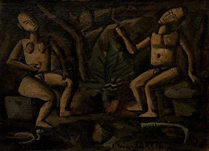 用数字构图`Composición con figuras (1928) by Joaquín Torres-García