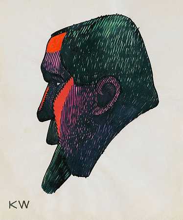 开始学习，出发&?简介，10片叶子，格拉兹八世`Kopfstudie, aus; ;Profile, 10 Blätter, Graz VIII (1924) by Karl Wiener