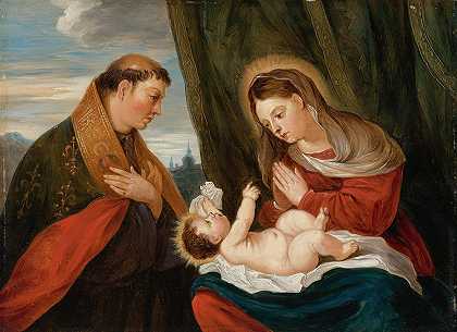 麦当娜与图卢兹圣路德维希的孩子`Madonna And Child With St. Ludwig Of Toulouse by David Teniers The Younger