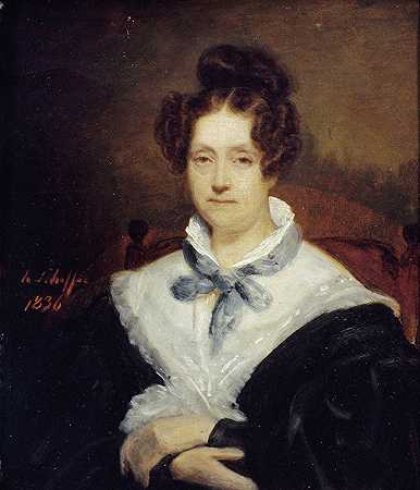 科尼莉亚·舍弗·拉姆肖像`Portrait de Cornélia Scheffer~Lamme (1836) by Hendrik Scheffer