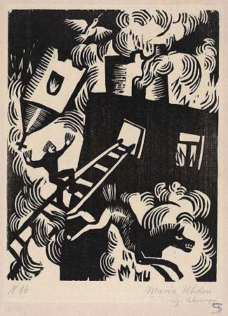 燃烧的房子`Burning House (1918) by Maria Uhden