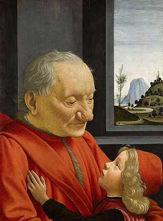 一位老人和他的孙子`An Old Man and His Grandson  (circa 1490) by Domenico Ghirlandaio