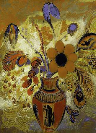 伊特鲁斯花瓶`Etrusian Vase With Flowers