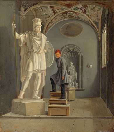 雕塑家福格尔伯格s在罗马的工作室`The Sculptor Fogelbergs Studio in Rome (1831) by Carl Stefan Bennet