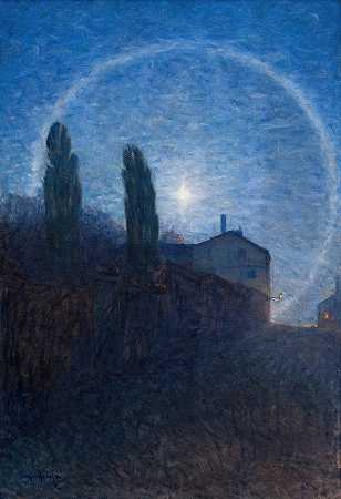 月晕`Lunar Halo (1896) by Eugène Jansson
