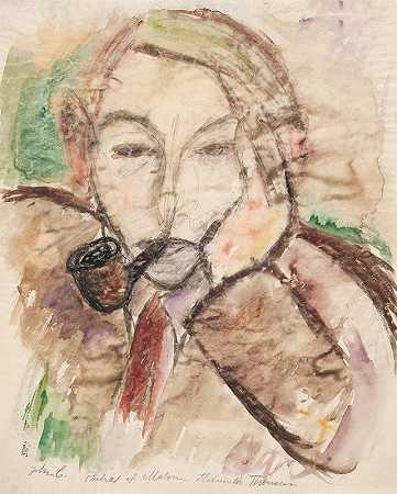 画家赫尔茅斯·汤姆森的肖像`Portræt af maleren Helmuth Thomsen (1931) by John Christensen