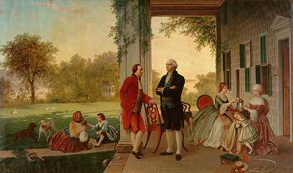 华盛顿和拉斐特在弗农山`Washington And Lafayette At Mount Vernon