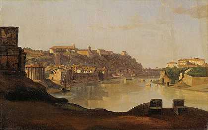 从台伯河到罗马阿文丁河`View over the Tiber to the Aventine, Rome by Gustaf Söderberg