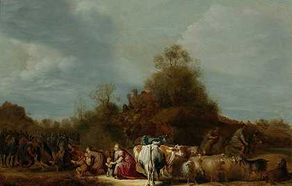 雅各和以扫的会面`The Meeting Of Jacob And Esau by Gerrit Claesz. Bleker