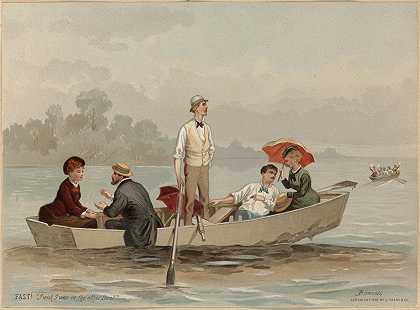 划船场面`Boating scene (1878) by Edmund Birckhead Bensell