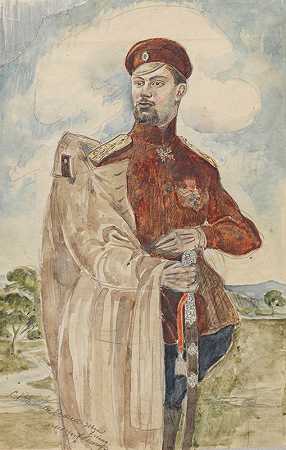艺术家的姐夫基里尔·兹达尼维奇的肖像`Portrait of the artist’s brother~in~law, Kirill Zdanevich (1916) by Zygmunt Waliszewski