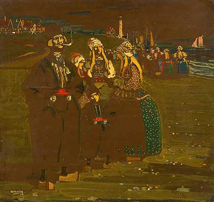 荷兰纪念（等待归来的船只）`Erinnerung An Holland (In Erwartung Heimkehrender Schiffe) (1904) by Wassily Kandinsky