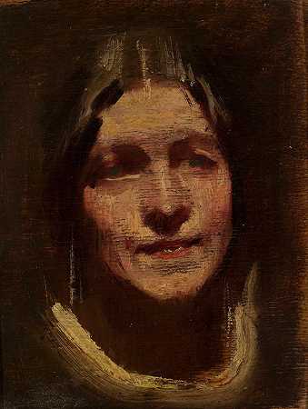 劳特女士的肖像`Portrait of Ms. Lauter (circa 1921) by Konrad Krzyżanowski