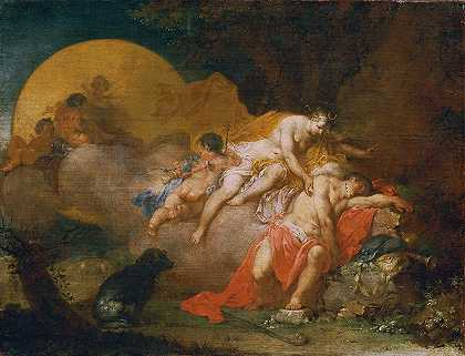 露娜和恩迪米恩`Luna und Endymion (1770~1780) by Januarius Zick