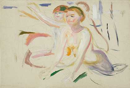 洗澡的女人`Bathing Women (1917) by Edvard Munch