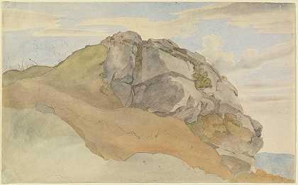 岩石露头`Rocky Outcropping (about 1825) by Ernst Ferdinand Oehme
