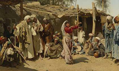 救济金s海军上将（埃及舞者）`An almées admirers (Egyptische tänzerin) (1882) by Leopold Carl Müller