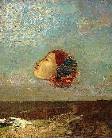 向戈雅致敬，1895年`Homage to Goya, 1895 by Odilon Redon