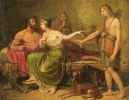 希波利特斯、斐德拉和忒修斯`Hippolytus, Phaedra And Theseus (18th Century) by German School