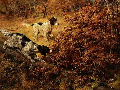 两只猎狗`Two Hunting Dogs by Edmund Henry Osthaus