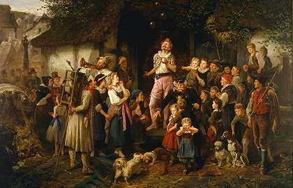 魔术师-乡村集市`The juggler~ a village fair (1873) by Fritz Beinke
